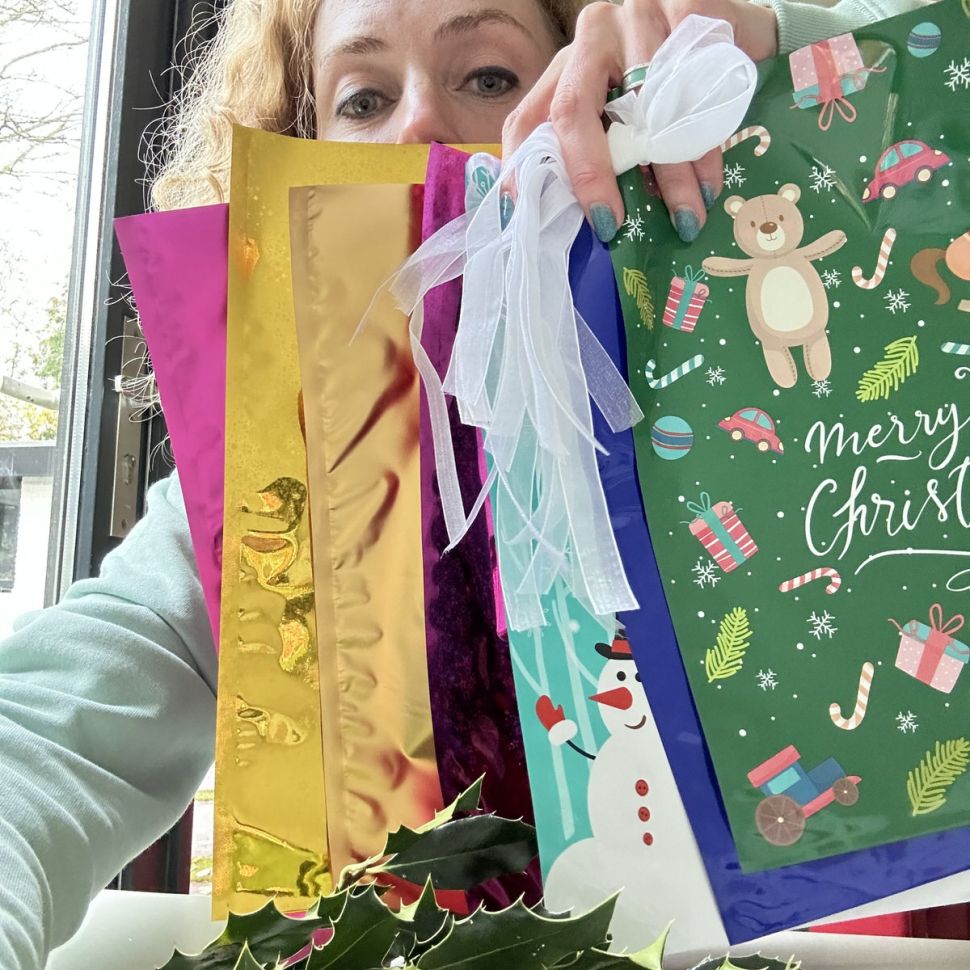 Пакет новогодний 32х24 см Merry Christmas синий