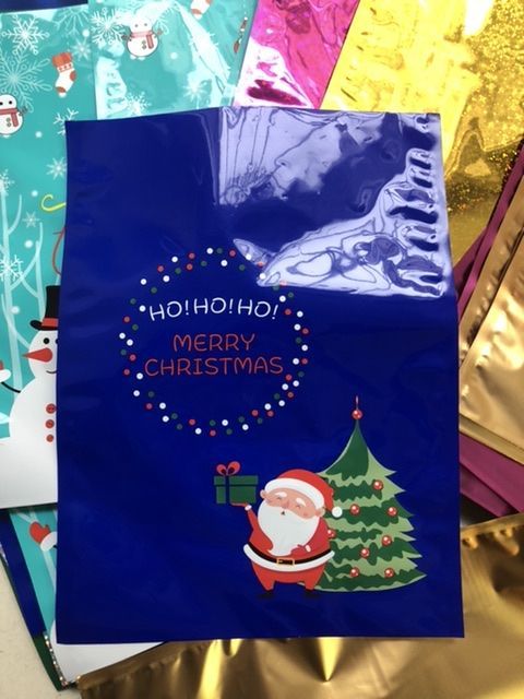 Пакет новогодний 32х24 см Merry Christmas синий