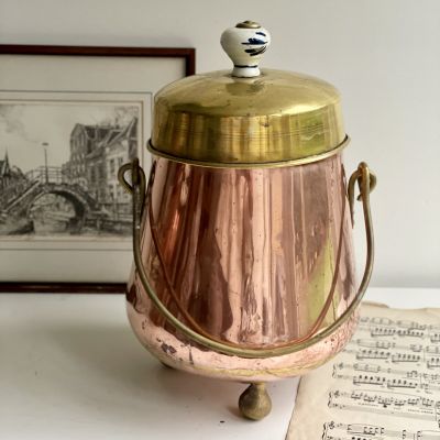 Ведро бидон зольник 32 см медь с керамической ручкой