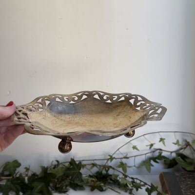 Фруктовница 25 см мельхиор патина