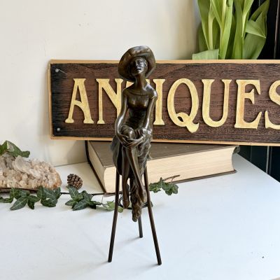 Статуэтка Девушка в шляпе Pierre Collinet 28 см Франция бронза 50-е гг