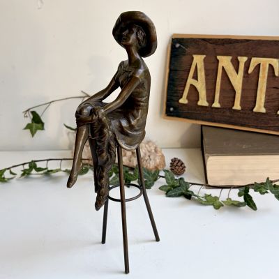 Статуэтка Девушка в шляпе Pierre Collinet 28 см Франция бронза 50-е гг