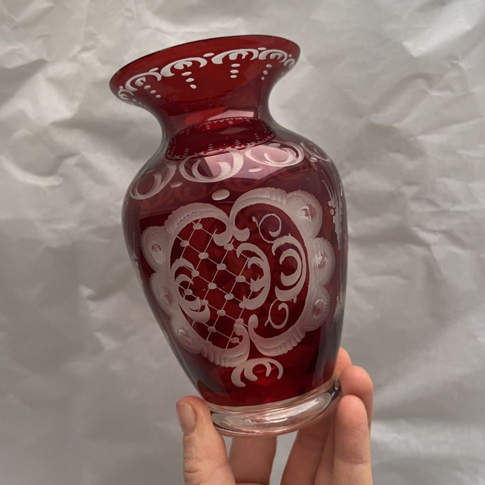 Ваза Рубиновое стекло 15 см хрусталь