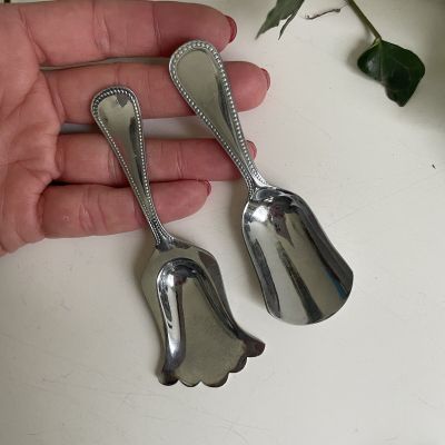 Ложка лопатка 10 см с волнистым краем хромирование