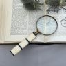 Лупа круглая для чтения Белая лента 20 см сталь латунь