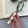 Лупа круглая для чтения Белая лента 20 см сталь латунь