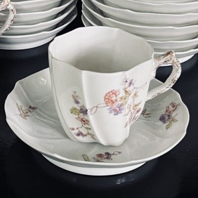 Кофейная пара M. Redon Limoges костяной фарфор 125 мл Франция до 1906 г.