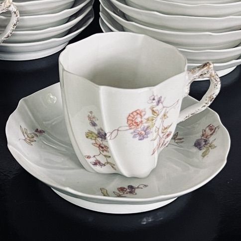 Кофейная пара M. Redon Limoges костяной фарфор 125 мл Франция до 1906 г.