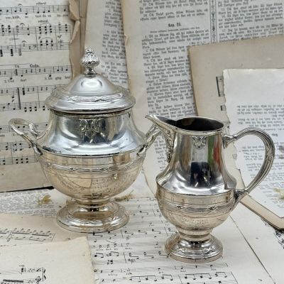 Сахарница молочник набор 2 предмета Франция серебрение 