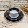 Чайное трио Rosenthal Classic Rose 230 мл кобальт позолота Германия