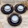 Чайное трио Rosenthal Classic Rose 230 мл кобальт позолота Германия
