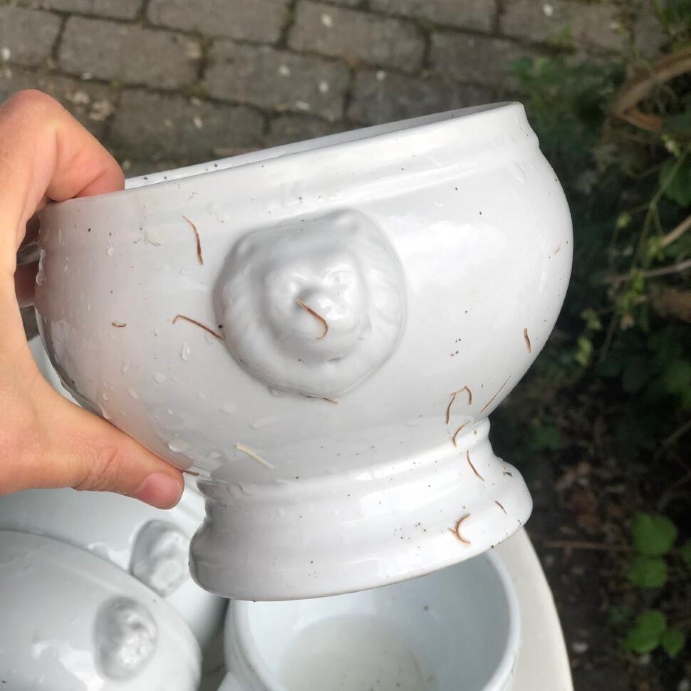 Бульонница на ножке 600 мл Лев огнеопорная керамика (трещина)