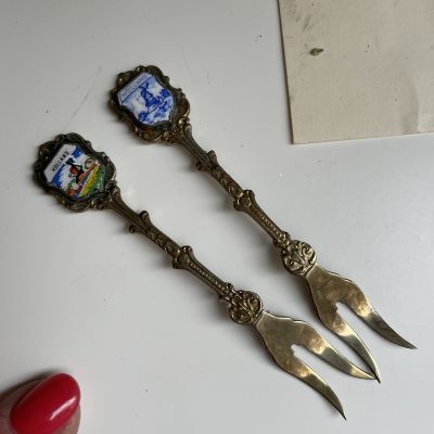 Вилка двузубец для закусок 9 см металл набор 2 шт.