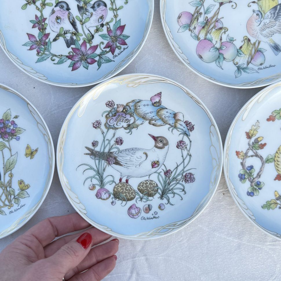 Тарелка Hutschenreuther Черноголовая чайка и клевер Март 16 см Германия 