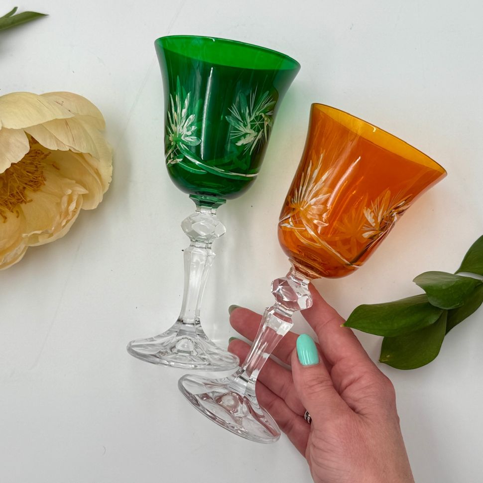 Бокалы тюльпан набор 2 шт 200 мл цветной хрусталь Германия