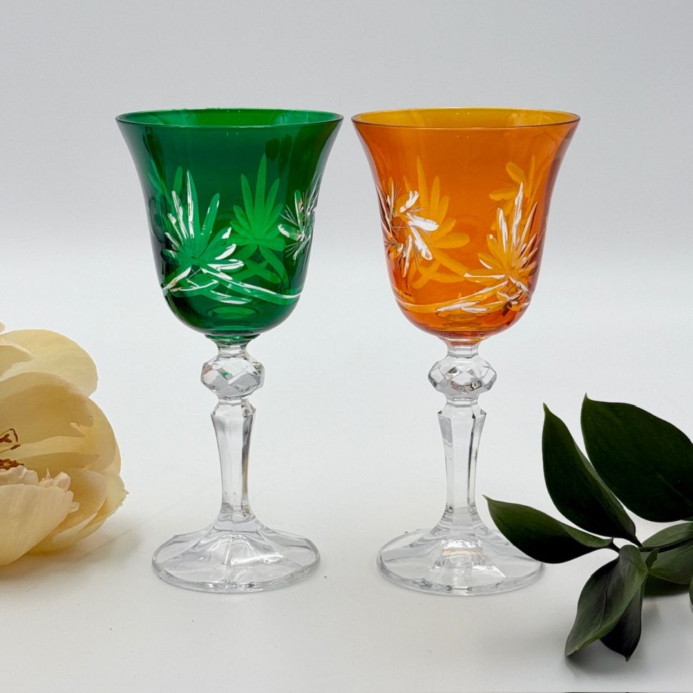 Бокалы тюльпан набор 2 шт 200 мл цветной хрусталь Германия