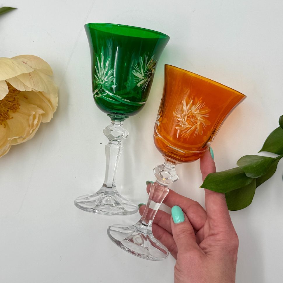 Бокалы тюльпан набор 2 шт 200 мл цветной хрусталь Германия