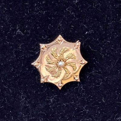 Брошь 2,5 см серебро с золочением