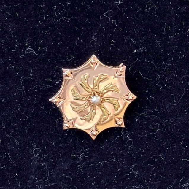 Брошь 2,5 см серебро с золочением