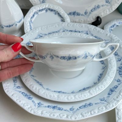 Бульонная пара Rosenthal Classic Rose голубые розы 250 мл Германия