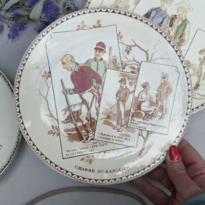 Тарелка Sarreguemines Охота на кабана 22 см Франция 