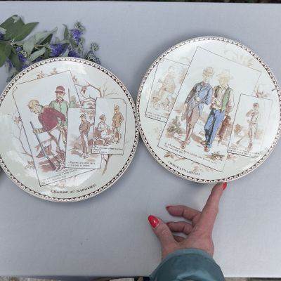 Тарелка Sarreguemines Охота на кабана 22 см Франция 