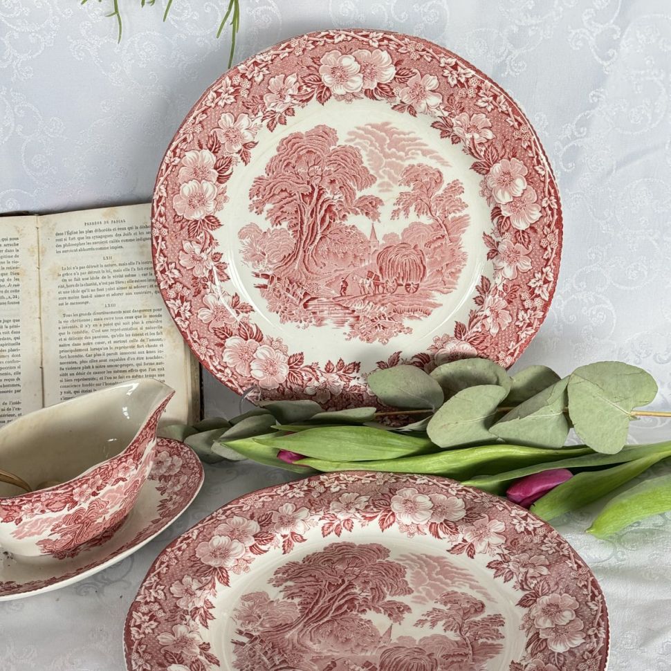 Тарелка Enoch Wedgwood Woodland красный 25 см Англия 