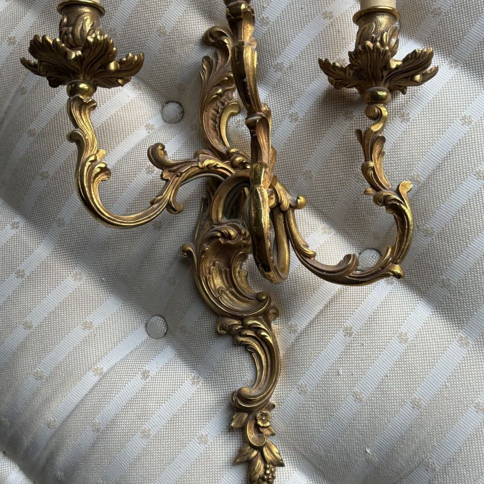 Бра настенное на три лампы Луи латунь