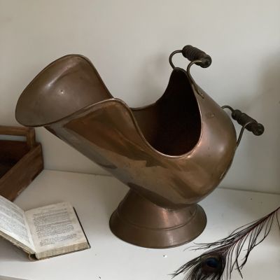 Зольник кашпо 43 см медь деревянные ручки