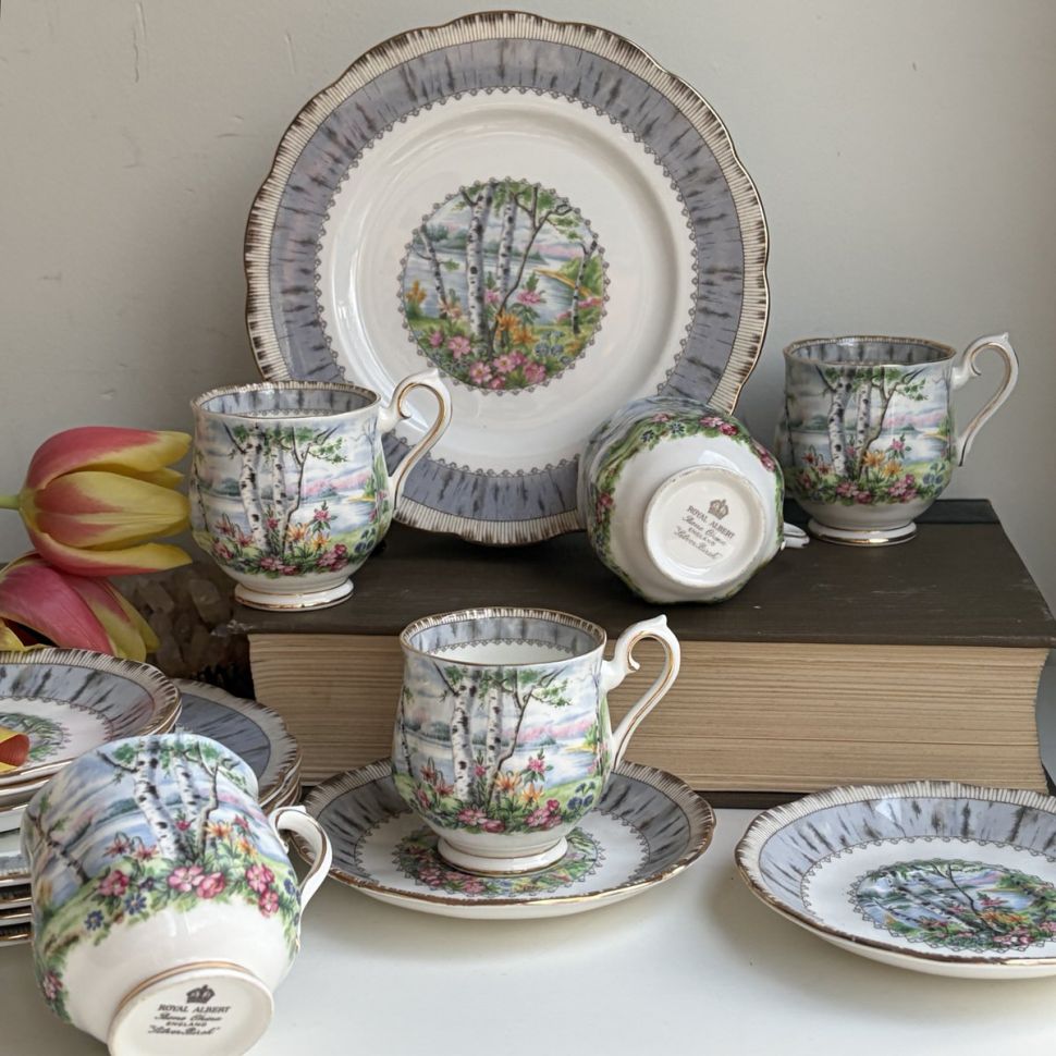 Кофейное трио Royal Albert Silver Birch 130 мл Англия 