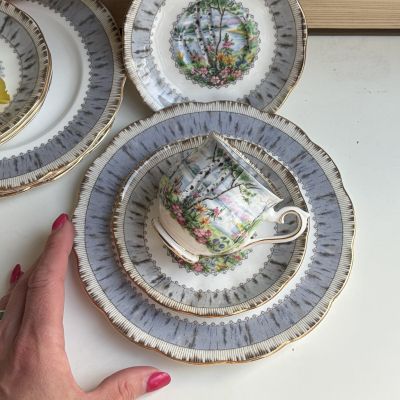 Кофейное трио Royal Albert Silver Birch 130 мл Англия 