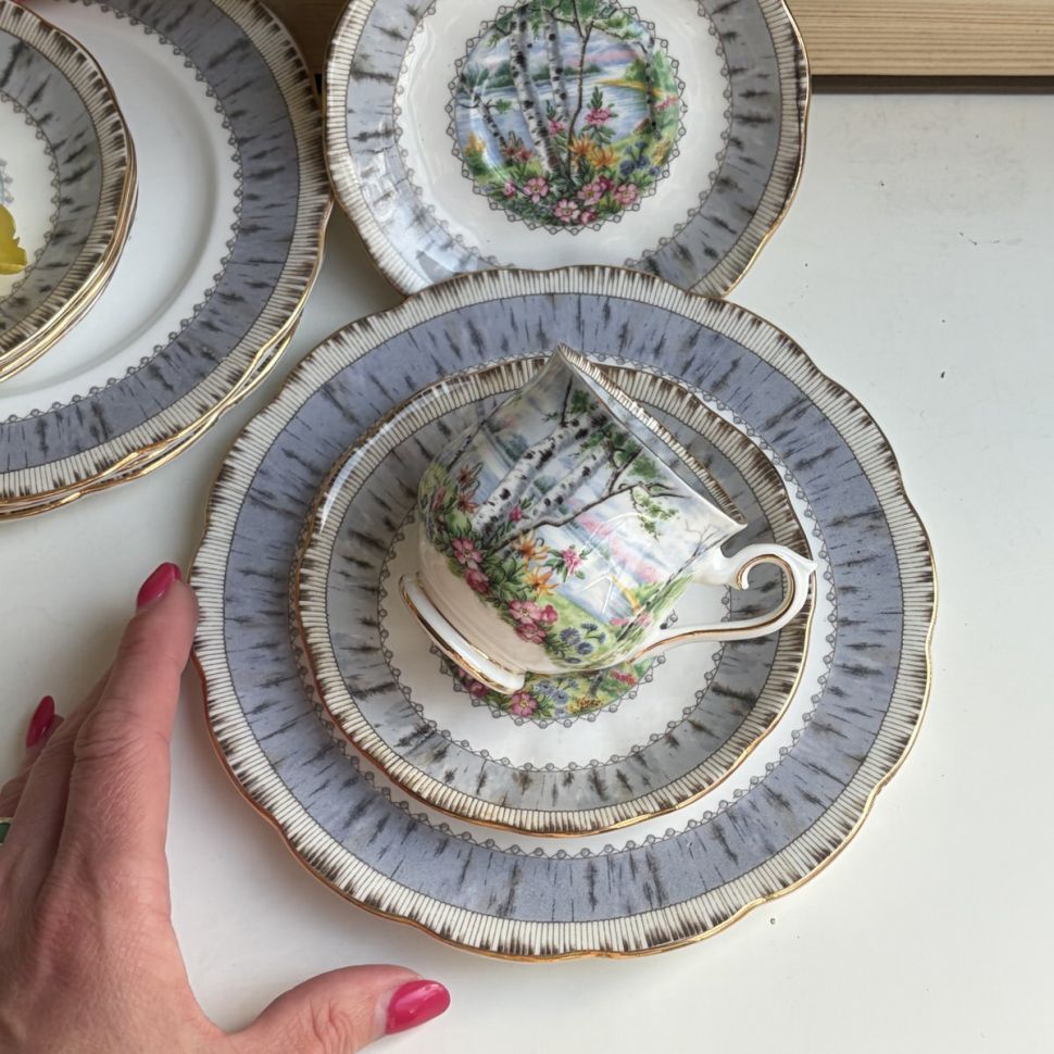 Кофейное трио Royal Albert Silver Birch 130 мл Англия 