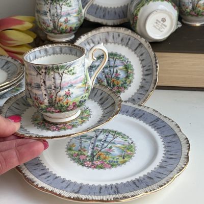 Кофейное трио Royal Albert Silver Birch 130 мл Англия 