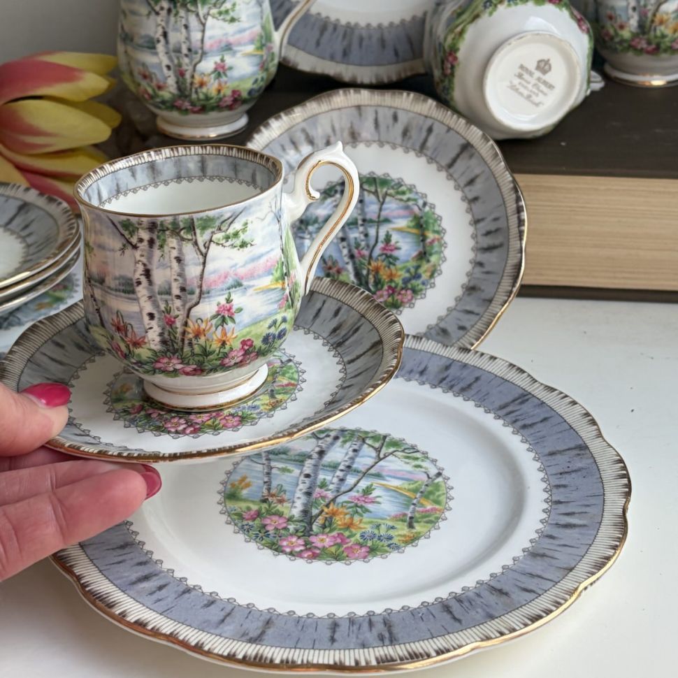 Кофейное трио Royal Albert Silver Birch 130 мл Англия 