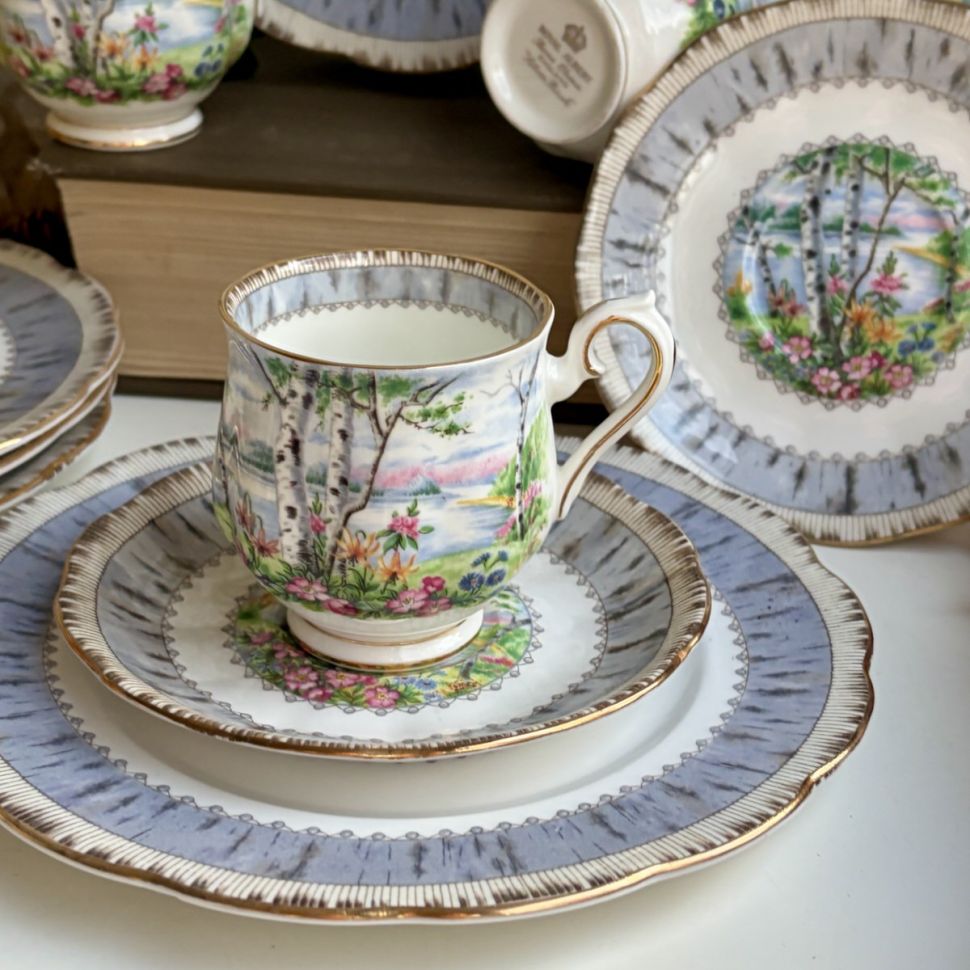 Кофейное трио Royal Albert Silver Birch 130 мл Англия 