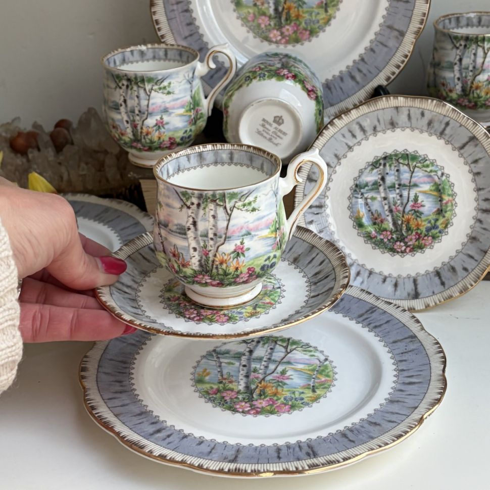 Кофейное трио Royal Albert Silver Birch 130 мл Англия 