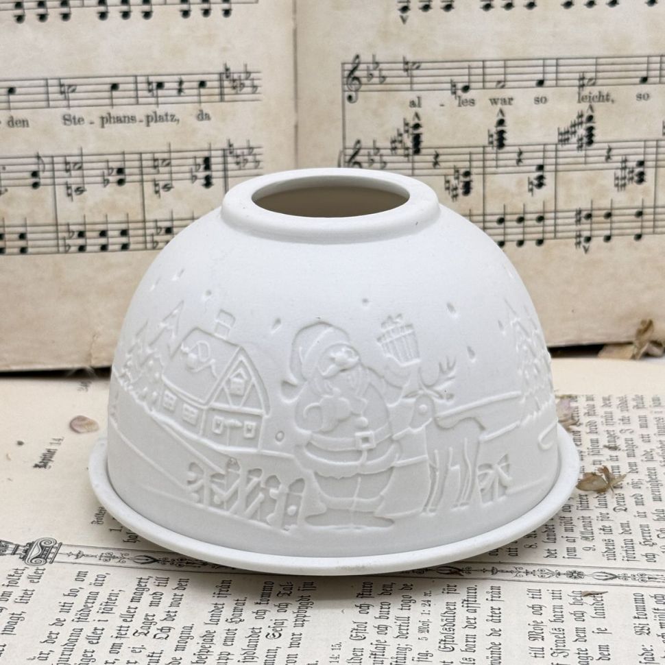 Подсвечник клош Новый год 12 см бисквитный фарфор Германия