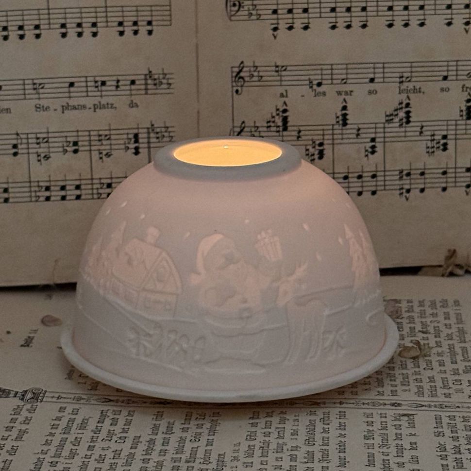 Подсвечник клош Новый год 12 см бисквитный фарфор Германия