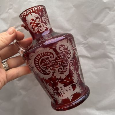 Ваза кувшин Рубиновое стекло 16 см хрусталь