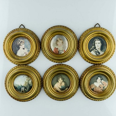 Рамка миниатюра с репродукцией по шелку, набор 6 шт.