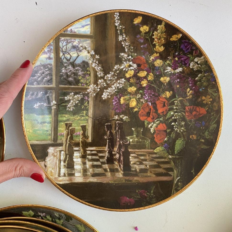 Тарелка номерная 21 см Royal Mosa 1989 Stilleven met Schaakspel