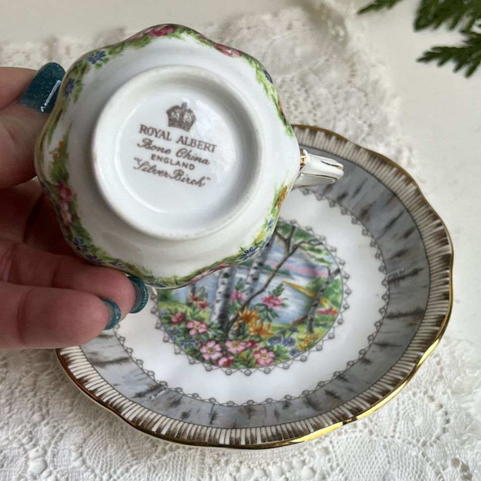 Кофейная пара Royal Albert Silver Birch 130 мл Англия