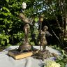 Лампа скульптура Девочка со скрипкой Moreau 39 см бронза Франция 