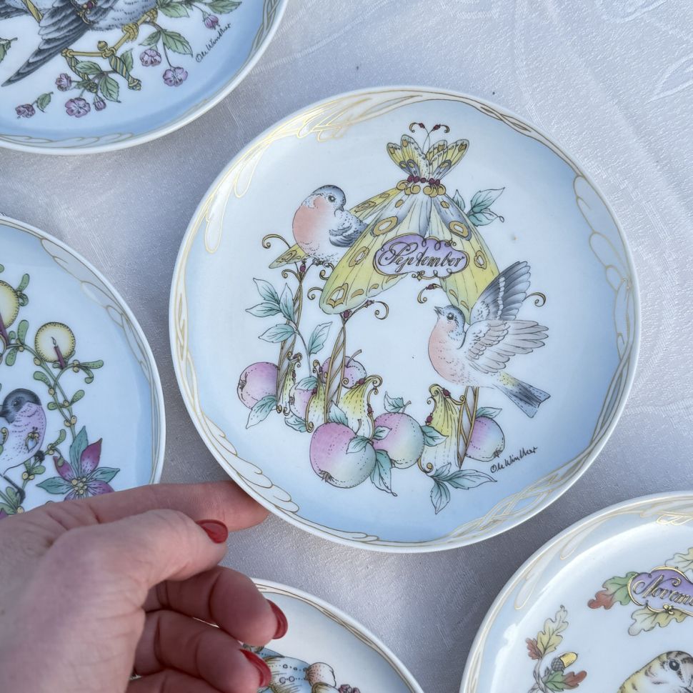 Тарелка Hutschenreuther Зяблик и яблоко Сентябрь 16 см Германия