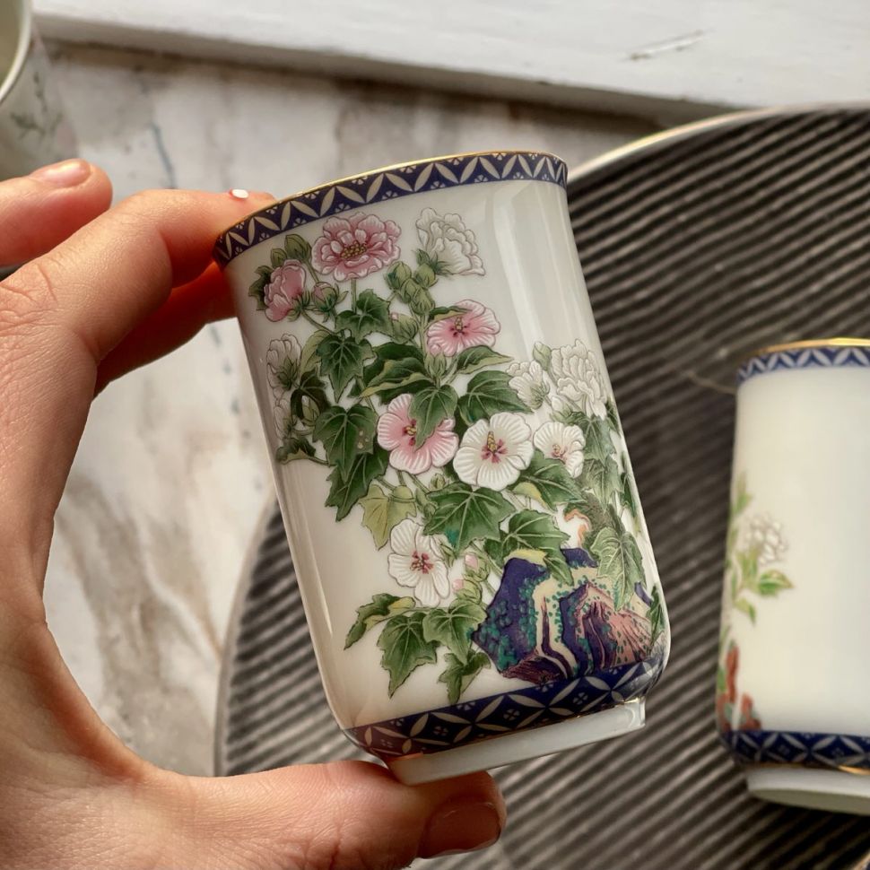 Чашка Franklin porcelain Япония 1981 г 125 мл Абутилон