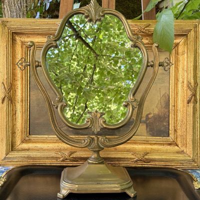 Зеркало настольное в стиле Классицизма 51х39 см латунь Франция