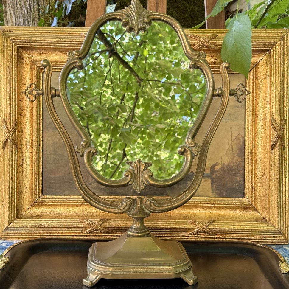 Зеркало настольное в стиле Классицизма 51х39 см латунь Франция