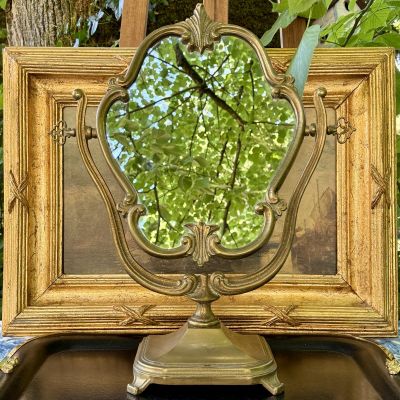 Зеркало настольное в стиле Классицизма 51х39 см латунь Франция