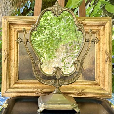 Зеркало настольное в стиле Классицизма 51х39 см латунь Франция