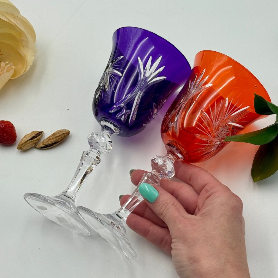 Бокалы тюльпан набор 2 шт 200 мл цветной хрусталь Германия